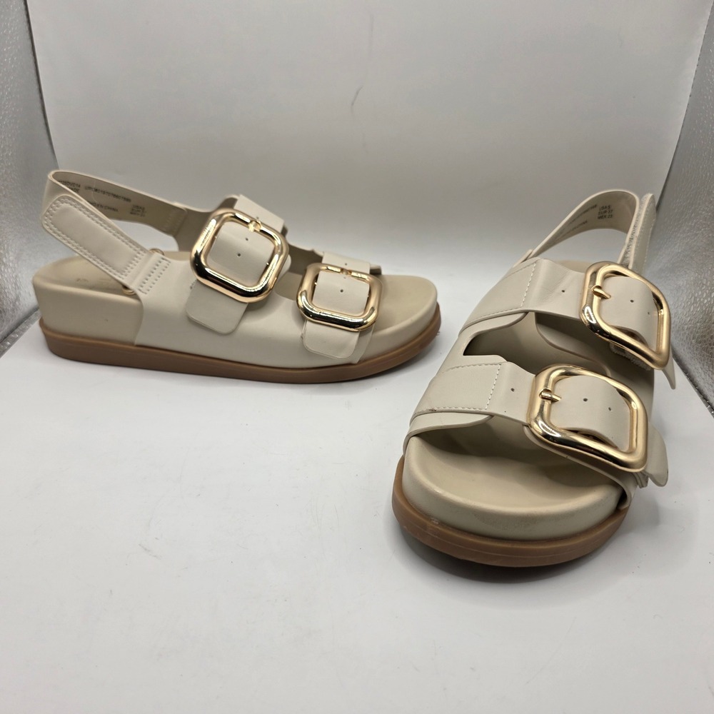 Time and Tru Womens Beige Platform Buckle Slingback Sandals WMTT25DV014 Size 6‎